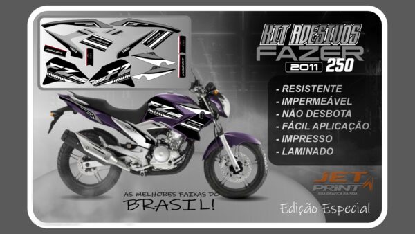 Kit de Adesivos para Fazer 250 (2011-2012) moto roxa - Imagem 5