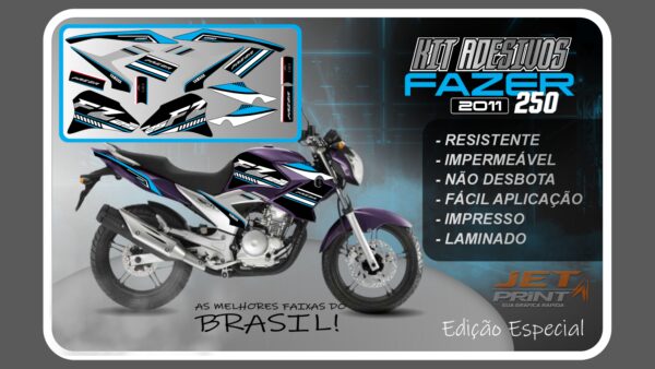 Kit de Adesivos para Fazer 250 (2011-2012) moto roxa - Imagem 6