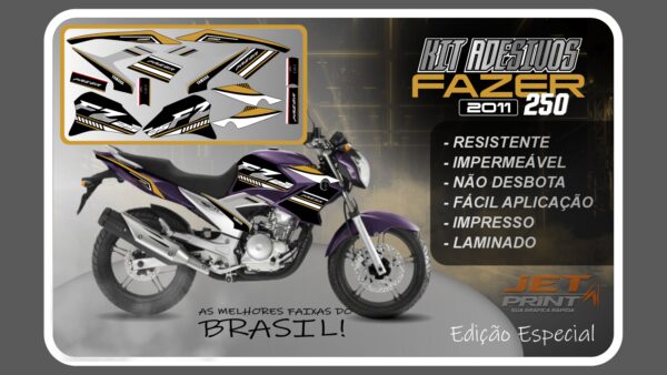 Kit de Adesivos para Fazer 250 (2011-2012) moto roxa - Imagem 9
