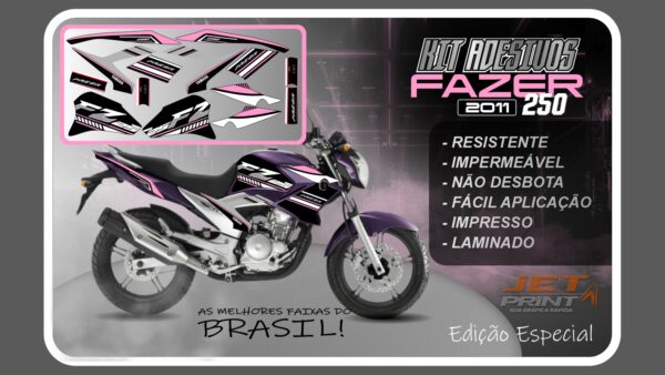 Kit de Adesivos para Fazer 250 (2011-2012) moto roxa - Imagem 10