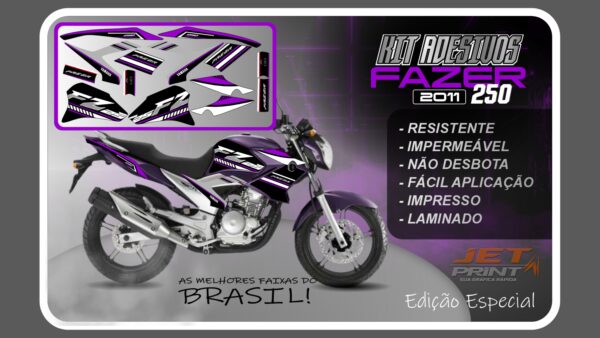 Kit de Adesivos para Fazer 250 (2011-2012) moto roxa - Imagem 11