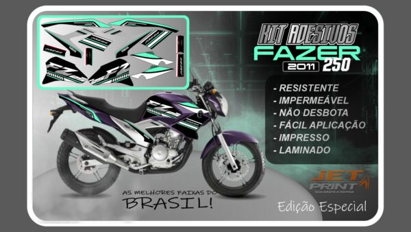 Kit de Adesivos para Fazer 250 (2011-2012) moto roxa - Imagem 12