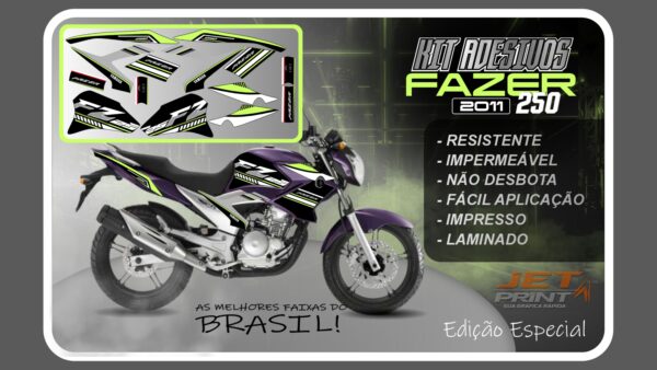Kit de Adesivos para Fazer 250 (2011-2012) moto roxa - Imagem 13