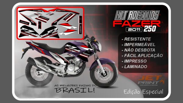 Kit de Adesivos para Fazer 250 (2011-2012) moto roxa