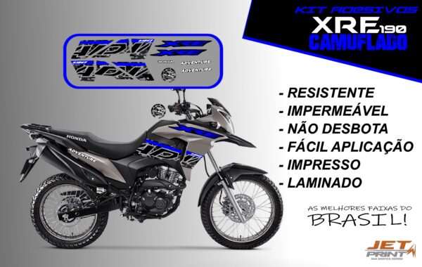 Kit de Adesivos da XRE 190- Versão Camuflado( moto cinza) - Imagem 15
