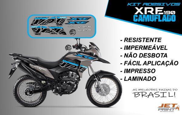Kit de Adesivos da XRE 190- Versão Camuflado( moto cinza) - Imagem 4