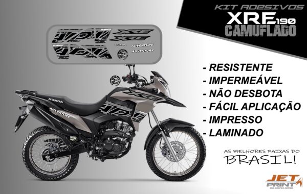 Kit de Adesivos da XRE 190- Versão Camuflado( moto cinza) - Imagem 5