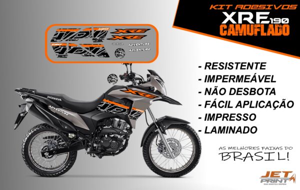 Kit de Adesivos da XRE 190- Versão Camuflado( moto cinza) - Imagem 6