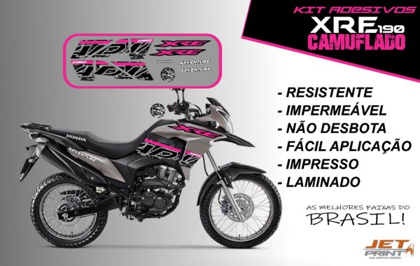 Kit de Adesivos da XRE 190- Versão Camuflado( moto cinza) - Imagem 7
