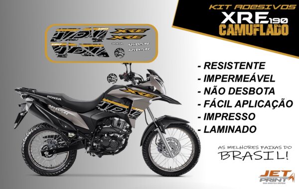 Kit de Adesivos da XRE 190- Versão Camuflado( moto cinza) - Imagem 8