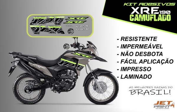 Kit de Adesivos da XRE 190- Versão Camuflado( moto cinza) - Imagem 12