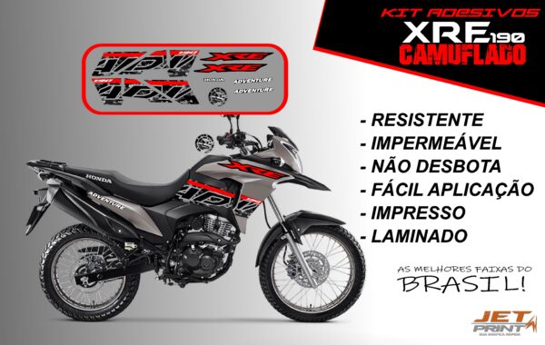 Kit de Adesivos da XRE 190- Versão Camuflado( moto cinza) - Imagem 14