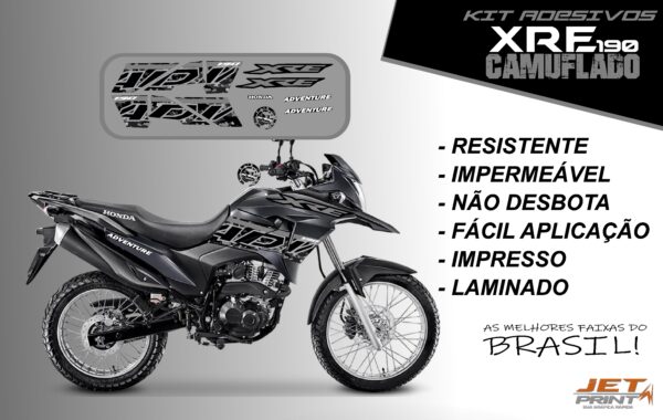 Kit de Adesivos da XRE 190- Versão Camuflado( moto preta) - Imagem 6
