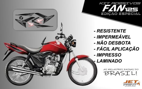 KIT DE ADESIVOS FAN 125 EDIÇÃO ESPECIAL ( MOTO VERMELHA)