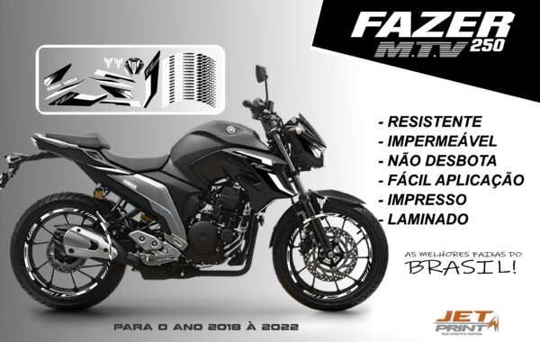 KIT ADESIVOS FAZER 250 M.T.V ( MOTO PRETA) - Imagem 4