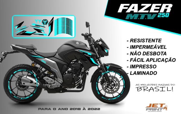 KIT ADESIVOS FAZER 250 M.T.V ( MOTO PRETA) - Imagem 5