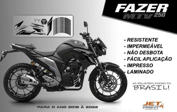 KIT ADESIVOS FAZER 250 M.T.V ( MOTO PRETA) - Imagem 6