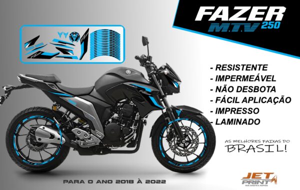 KIT ADESIVOS FAZER 250 M.T.V ( MOTO PRETA) - Imagem 7