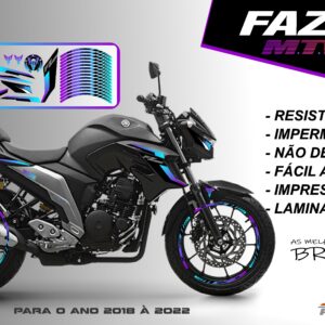 KIT ADESIVOS FAZER 250 M.T.V ( MOTO PRETA)