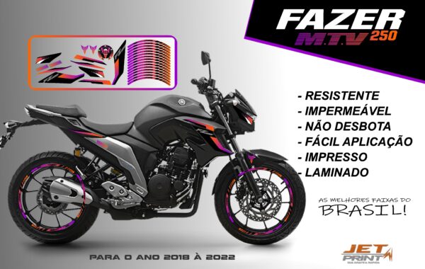 KIT ADESIVOS FAZER 250 M.T.V ( MOTO PRETA) - Imagem 9