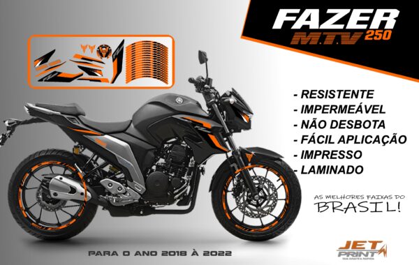 KIT ADESIVOS FAZER 250 M.T.V ( MOTO PRETA) - Imagem 10