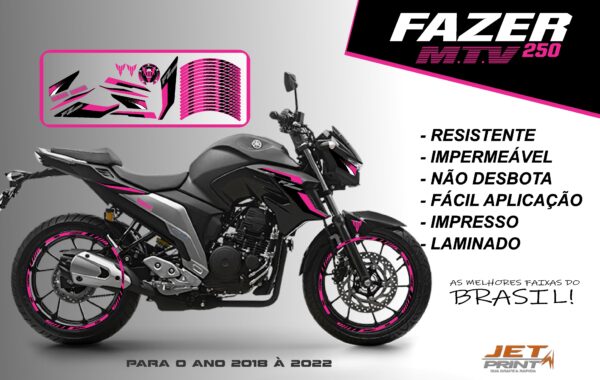 KIT ADESIVOS FAZER 250 M.T.V ( MOTO PRETA) - Imagem 11