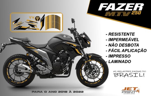KIT ADESIVOS FAZER 250 M.T.V ( MOTO PRETA) - Imagem 12