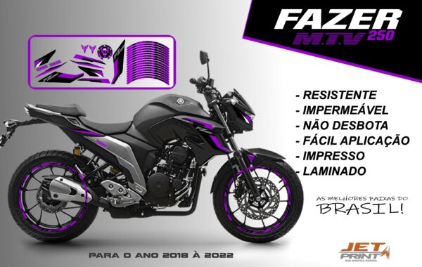 KIT ADESIVOS FAZER 250 M.T.V ( MOTO PRETA) - Imagem 14