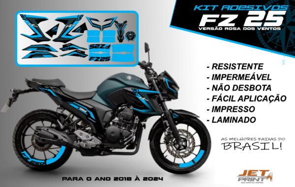 Kit de adesivos fz 25 ano 2020 à 2024 versão Rosa dos Ventos ( moto matte green) - Imagem 6