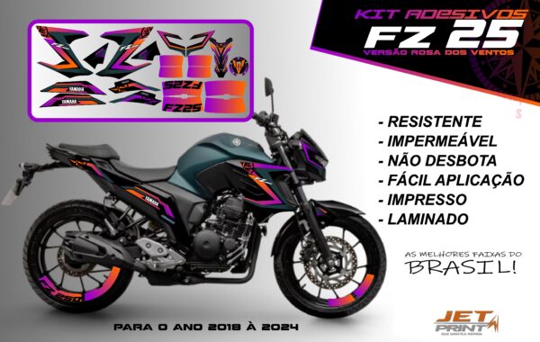 Kit de adesivos fz 25 ano 2020 à 2024 versão Rosa dos Ventos ( moto matte green) - Imagem 9