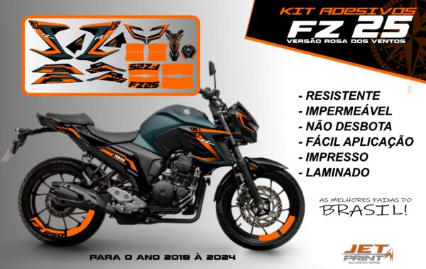 Kit de adesivos fz 25 ano 2020 à 2024 versão Rosa dos Ventos ( moto matte green) - Imagem 10