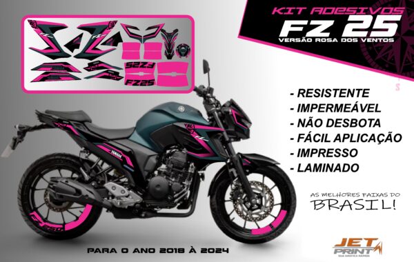 Kit de adesivos fz 25 ano 2020 à 2024 versão Rosa dos Ventos ( moto matte green) - Imagem 11