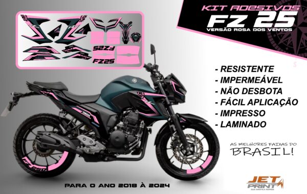 Kit de adesivos fz 25 ano 2020 à 2024 versão Rosa dos Ventos ( moto matte green) - Imagem 13