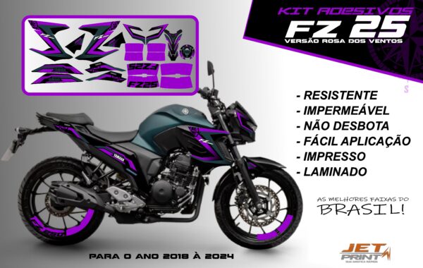 Kit de adesivos fz 25 ano 2020 à 2024 versão Rosa dos Ventos ( moto matte green) - Imagem 14
